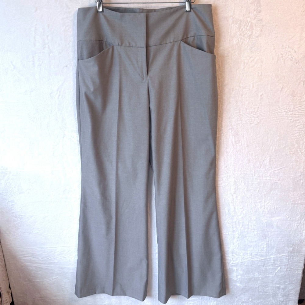 Antonio Melani Gray Wide Leg Dress Pants High Waist Professional Trousers Sz 14